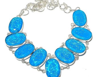 Blue Triplet Opal Necklace • 925 Sterling Silver • Dangle Statement Jewelry • Ocean-Inspired Gift for Her