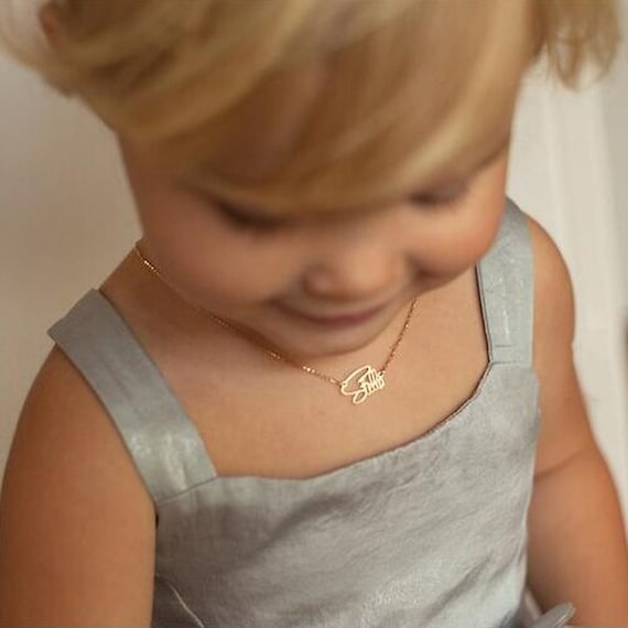 Toddler Name Necklace, Little Girl/Boy Necklace Personalized, Kids Necklace for Girls / Boys, Customized New Born/ Gold boy Jewelry Gift