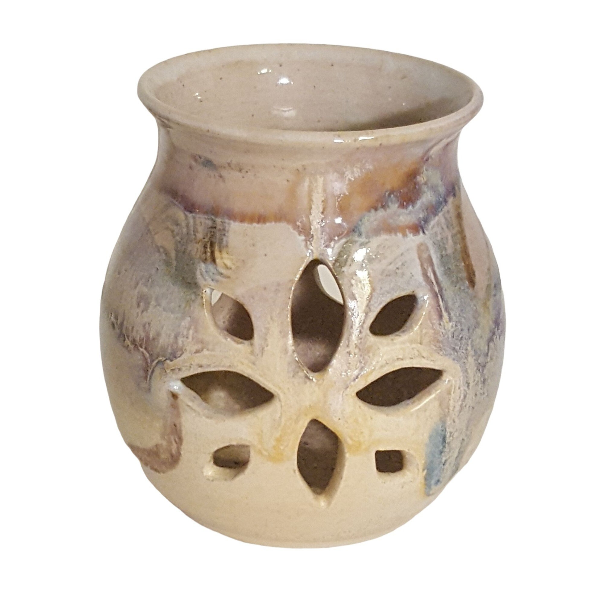 Vintage Signed Pottery Vase New Mexico Glazed Ceramic Candle Holder