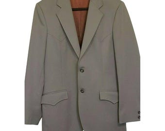 Vintage Circle S Western Wear Mens Blazer Jacket Gray 40 L Double Vents