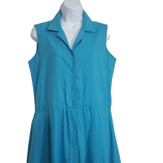 Vintage Womens Sleeveless Shirt Dress Size 10 Blu… - image 2