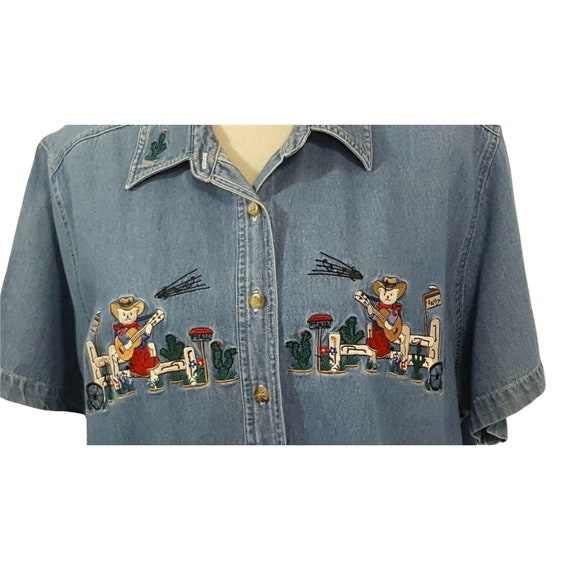 VTG 90s Womens Medium Jean Button Down Horse Shirt VTG 90s Womens Medium Denim Button Down Equestrian Shirt 90s Womens Medium Western Shir
