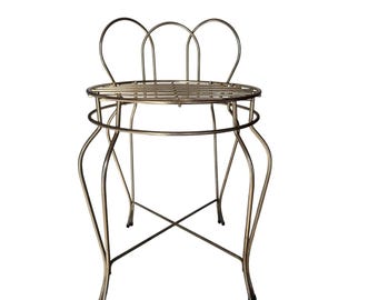 Vintage Vanity Boudoir Chair Stool Gold Brass Hollywood Regency No Cushion