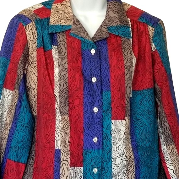 Bradley Womens Vintage 70s Patchwork Print Top 14… - image 3