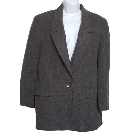 Cathy Daniels Vintage 100% Wool Blazer 16 Gray On… - image 3