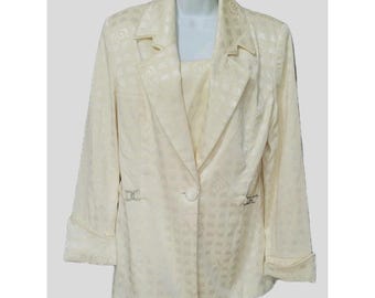 Vtg 80s Cocktail Evening Jacket Women’s Size 16 Rhinestone Detail Embossed Structure