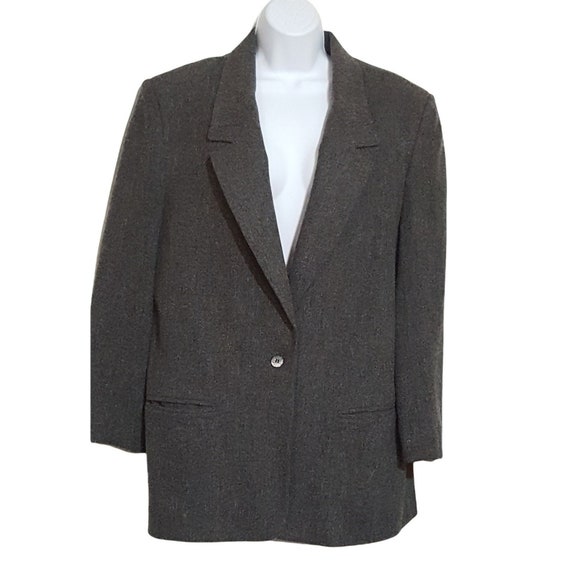 Cathy Daniels Vintage 100% Wool Blazer 16 Gray On… - image 2