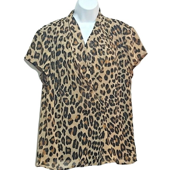 Vintage Argenti Womens blouse Size 10 Animal Prin… - image 4