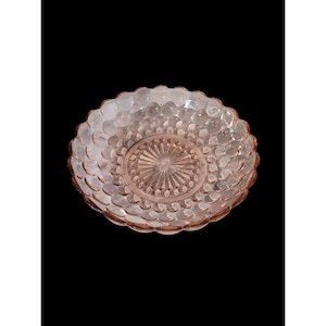 Vintage Anchor Hocking Bubble Pink Glass Bowl Scalloped Edge 8.5"