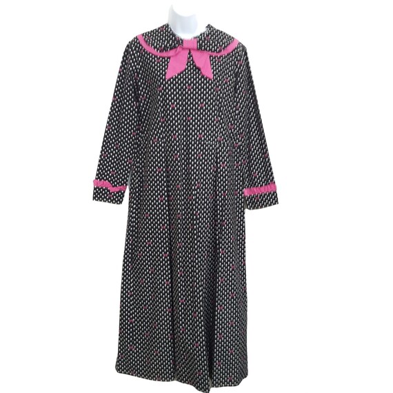 Vintage Style Handmade Polka Dot Maxi Dress L Bla… - image 3