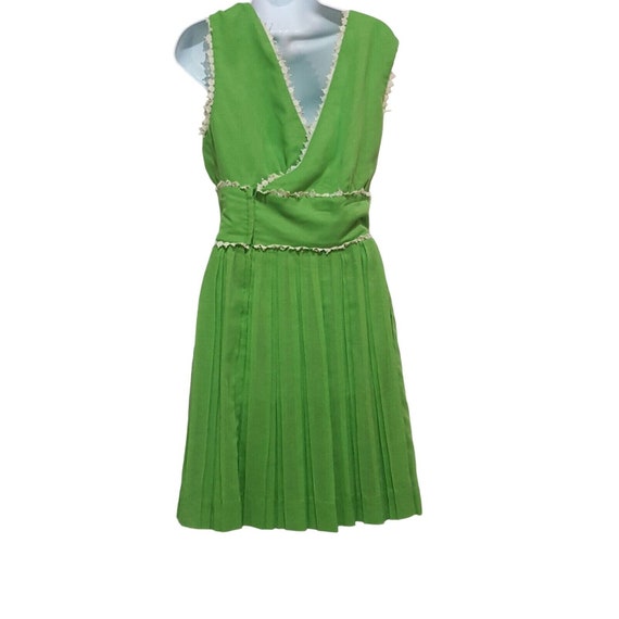 60's 70's Vintage HOWARD WOLF Pleated Green Lace … - image 5