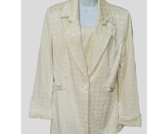 Vtg Cocktail Evening Jacket Women's Size 16 Rhinestone Detail Embossed Structure
