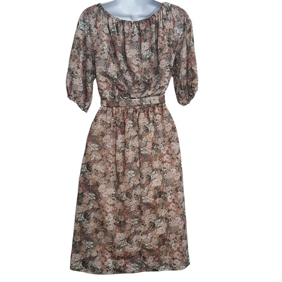 Eddys Vintage Womens Dress S Brown Floral Romanti… - image 4