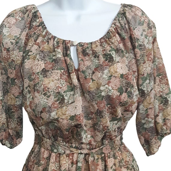 Eddys Vintage Womens Dress S Brown Floral Romanti… - image 2