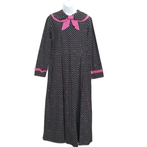 Vintage Style Handmade Polka Dot Maxi Dress L Bla… - image 2