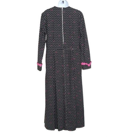 Vintage Style Handmade Polka Dot Maxi Dress L Bla… - image 5