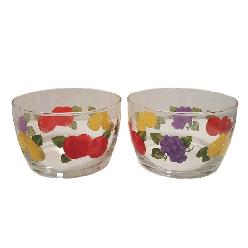 Vintage Libbey Clear Glass Bowl Set Apple Pear Grape Fruit Etsy