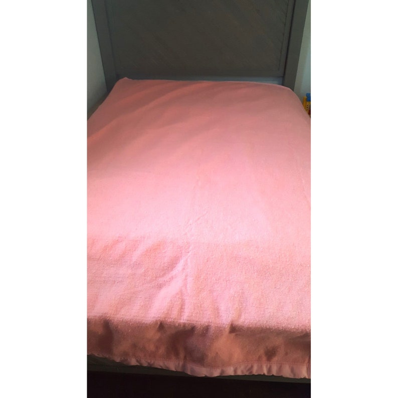 Vintage Full Size Acrylic Blanket Satin Trim Pink Etsy