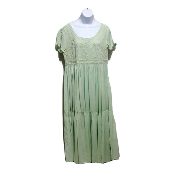 Vintage Midi Dress PM Cottage Core Romantic Embro… - image 1