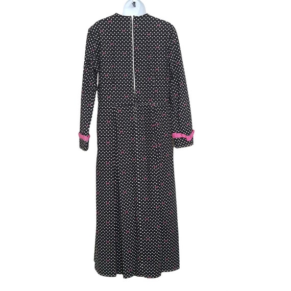 Vintage Style Handmade Polka Dot Maxi Dress L Bla… - image 6