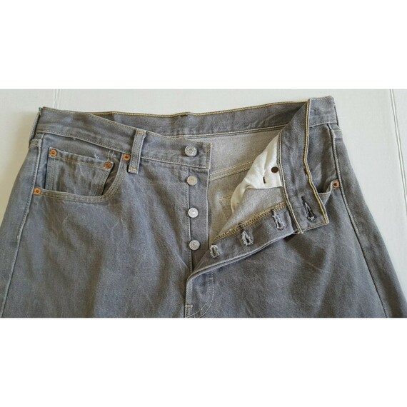 Levis 501 Mens Vintage Denim Jeans Grey Regular Fit S… Gem
