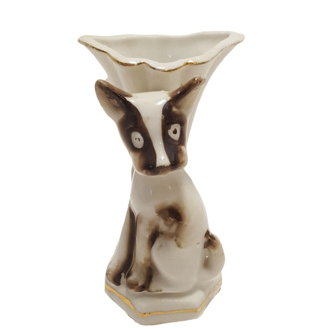 Vintage Porcelain Hand Painted TRICO Vase Nagoya Japan Puppy Etsy