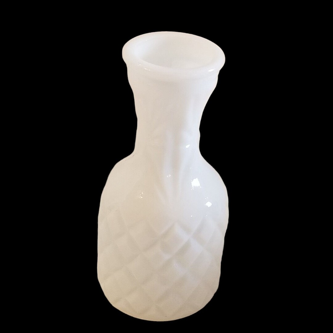 Vintage Milk Glass Mini Vase 6 Inches Diamond Pattern Etsy
