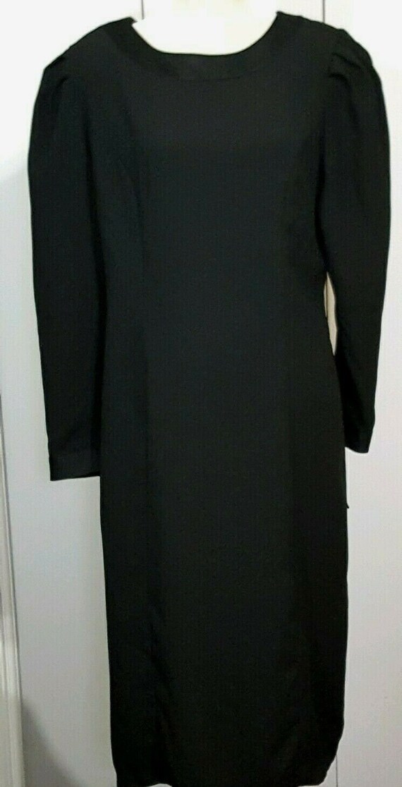 Vintage 80s Terri Ellen Womens 12 Black Sheath Mi… - image 2