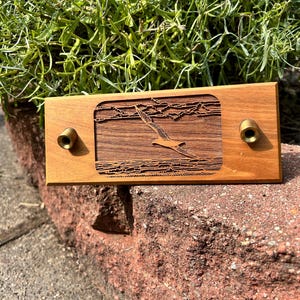 Vintage Walnut Pen Holder: Lasercraft Seagull Engraving, MCM