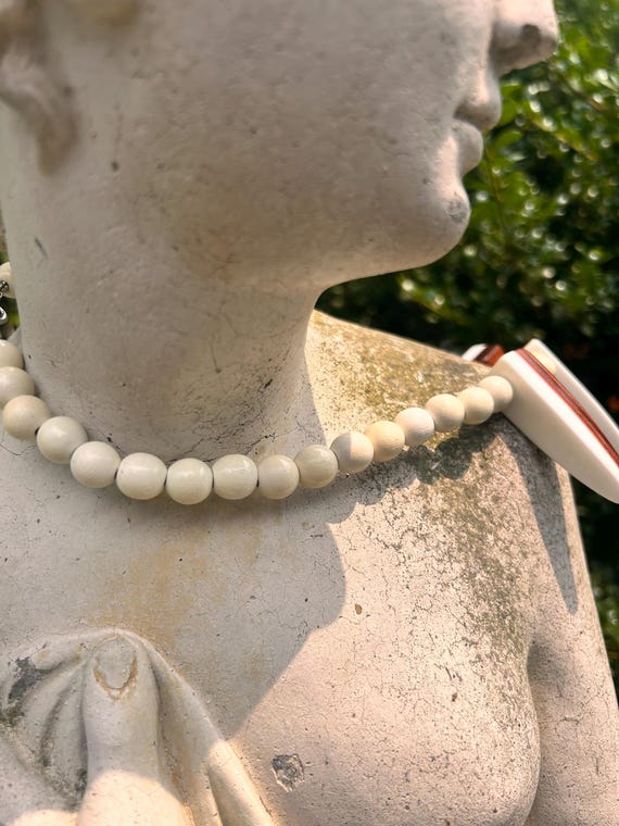 Vintage Wood Inlay Bib Necklace: Geometric Boho S… - image 9