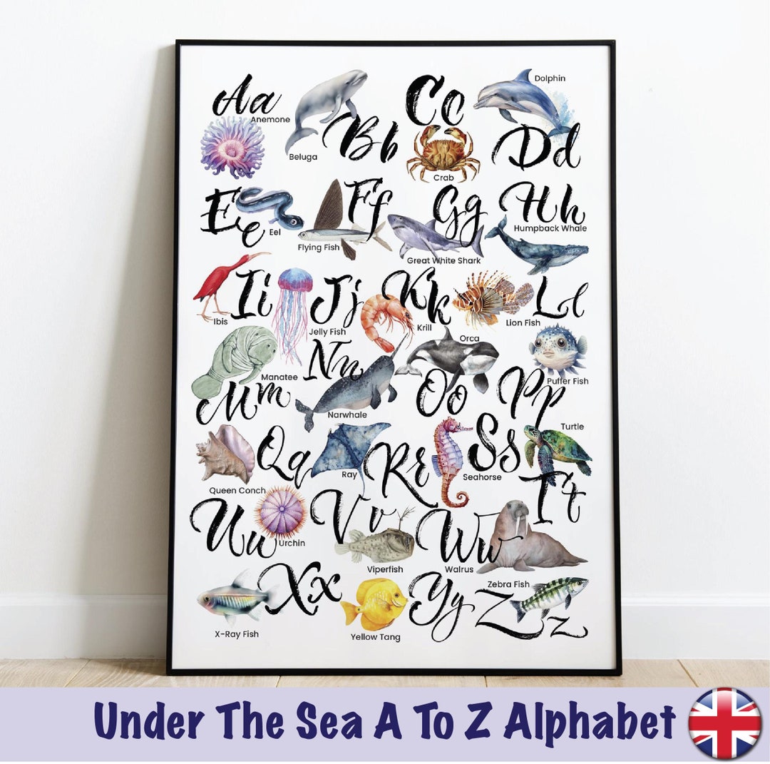 Under the Sea A to Z Alphabet Poster - Educational Printable - Learning ...