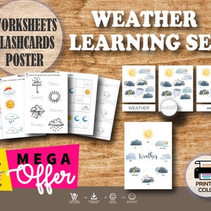Paquete de aprendizaje sobre el CLIMA - Materiales Montessori para la educación en el hogar - Plan de estudios preescolar imprimible - Actividad preescolar - Libro de actividades - Póster
