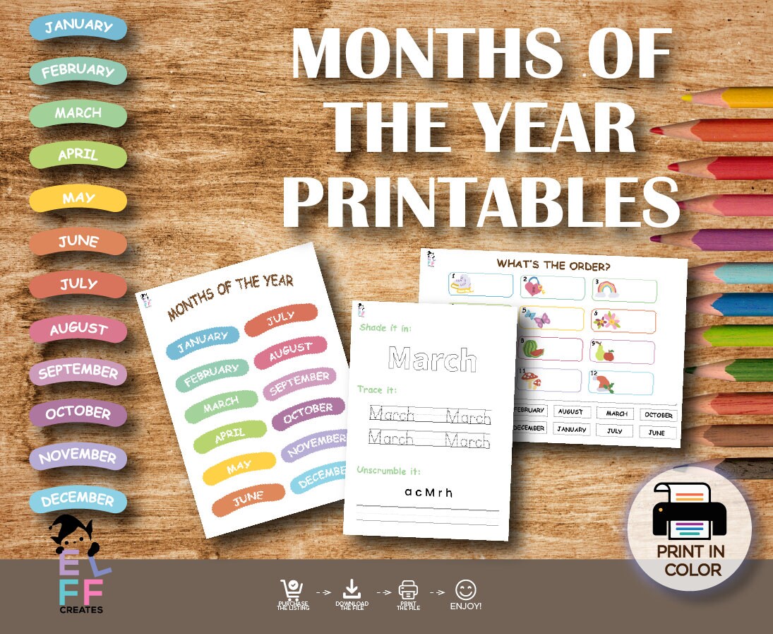 Months of the Year Printables Learning Months Worksheets Tracing ...