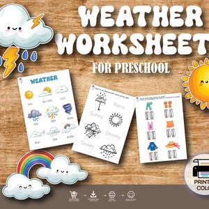 Planilhas sobre o CLIMA - Materiais Montessori para educação domiciliar - Currículo pré-escolar para impressão - Atividade pré-escolar - Livro de atividades