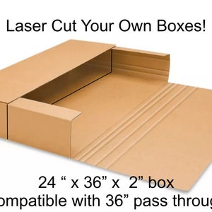 Corte con láser sus propias cajas, archivo de corte por láser, SVG, corte con láser su propia caja de envío 24 x 36 x 2 en caja compatible con 36 en paso