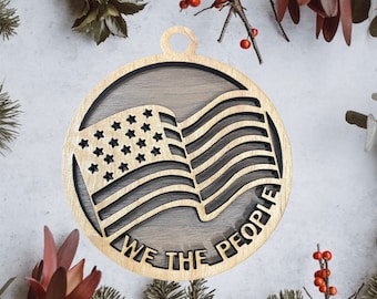Patriotic Ornament Christmas SVG Bundle File for Laser, Glow forge, 2 layer Patriotic Ornament, INSTANT DOWNLOAD
