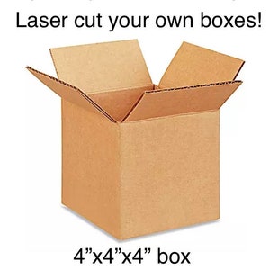 Corte con láser sus propias cajas, archivo de corte por láser, SVG para cortar con láser su propia caja de envío 4 en x 4 en caja