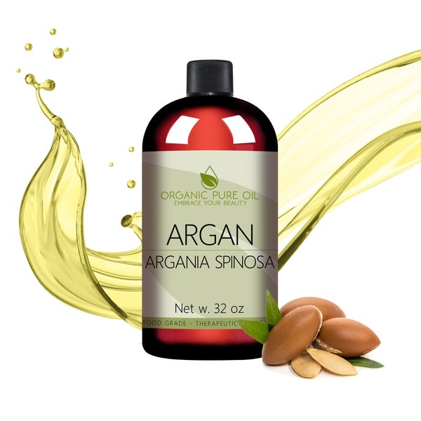 Refined Argan Oil - 32 oz - 100% Pure Cold Pressed Organically Sourced Moroccan Nut Oil Unscented Deodorized Natural Cosmetic Grade Bulk