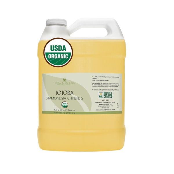 Organic Jojoba Oil - USDA Certified Organic Golden Carrier Oil Bulk Wholesale - Pure Unrefined Cold Pressed Non GMO Virgin Skin Hair Body