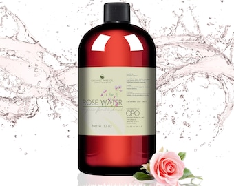 Rose Water Hydrosol Floral Cleansing Facial Toner - 100% Pure Steam Distilled Organically Sourced Bulk Face Body Locs Mist Spray Cleanser