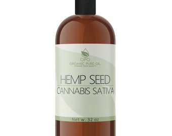 Unrefined Hemp Seed Oil: Hexane-Free, Cold Pressed, GMO-Free, Skin & Hair Care (32oz) -Bulk