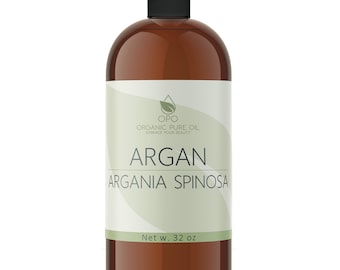 Unrefined Moroccan Argan Oil: Cold Pressed, Virgin Oil, Salon Quality Hair & Skincare (32oz) -Bulk