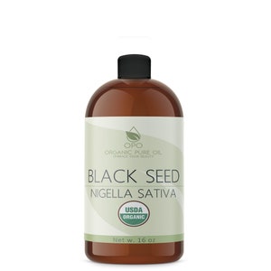 Organic Black Cumin Seed Oil | USDA Certified Organic | 16 oz Pure Unrefined Cold Pressed for Face, Skin, Hair, Lashes, Arms, Legs Back