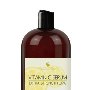 Vitamin C Facial Serum - Extra Strength 26% Formula for Visible Signs of Aging - 4 oz - Collagen Under Eye Vitamin A E B3 B5 Aloe Vera Face