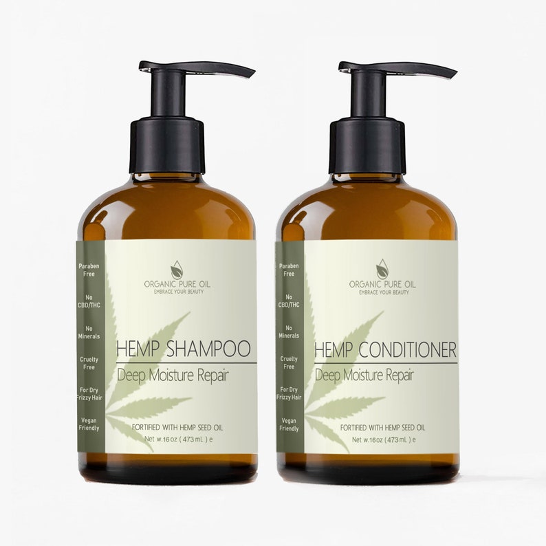 Hemp Seed Oil Shampoo & Conditioner Set Deep Moisture Repair Etsy