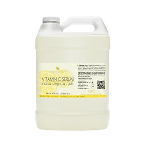 Vitamin C Serum - Extra Strength 26% Formula Under Eyes Skin Body Arms Neck Decollete Face Collagen - Bulk 1 Gallon 128 oz - Aloe Vera Face