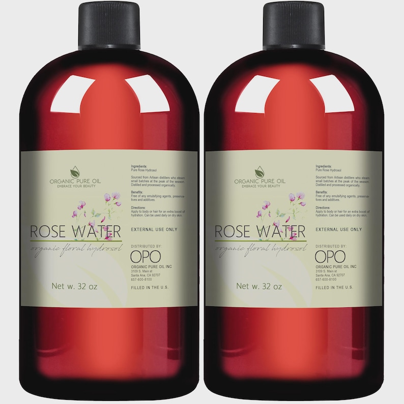 Rose Hydrosol Toner & Cleanser: Steam Distilled, Natural Floral Water, Skincare Preparation (8oz - 5Gal) -Wholesale 64 Ounces