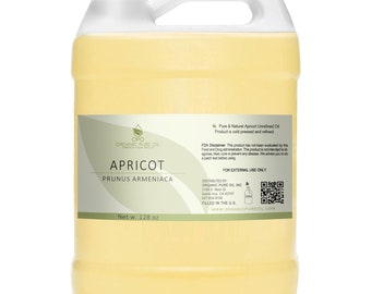 Unrefined Apricot Kernel Oil: Hexane-Free, Cold Pressed, Carrier, Non-GMO, DIY Cream & Soap -Bulk