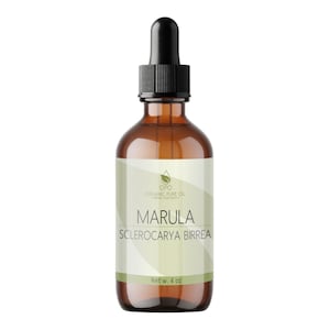 Marula Oil | Pure, Unrefined, Cold Pressed, Non-GMO, Extra Virgin Carrier Oil for Face, Skin, Hair, Body Care - 4 oz Glass & Dropper