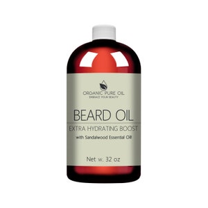 Sandalwood Beard Oil Conditioner 100% Organically Sourced Natural Facial Hair Mustache Lash Brow Conditioning Growth Blend w/ Non-GMO 32 oz